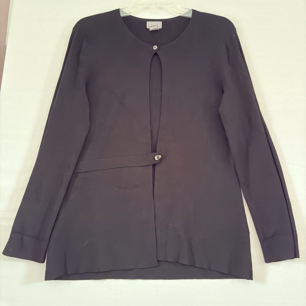 Sigrid Olsen Womens Cardigan Sweater Black Long Sleeve Modern Small